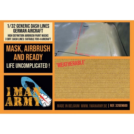 1/32 German Aircraft Dashed Lines Airbrush Paint Masking set