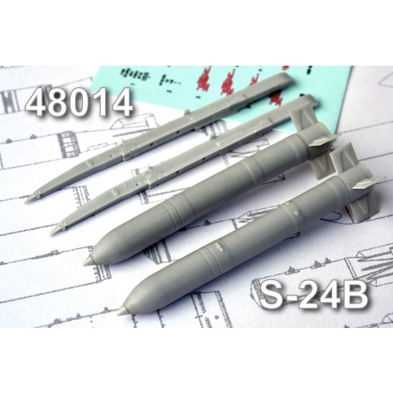 1/48 S-24B 240mm Unguided Air-Launched Rocket (2 Rockets w/APU-68 Launchers)