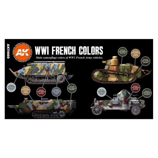 Acrylic Paint (3rd Generation) Set for AFV - WWI French Colours 3G (6x 17ml)
