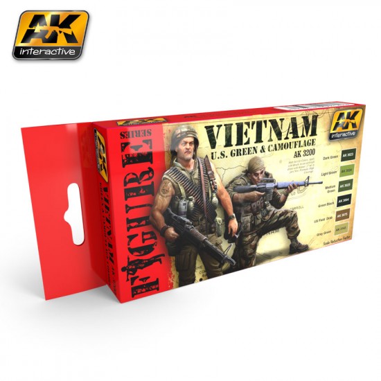 Figure Series Acrylic Paint Set - Vietnam US Green and Camouflage (6 x 17ml)