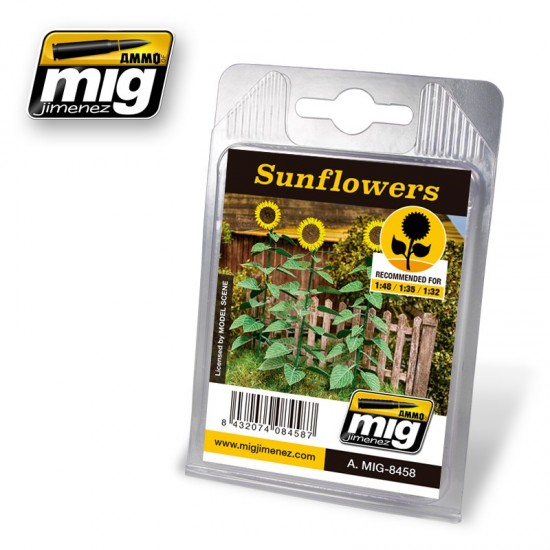 Realistic Sunflowers for 1/32, 1/35, 1/48 scales Diorama (Laser-Cut)