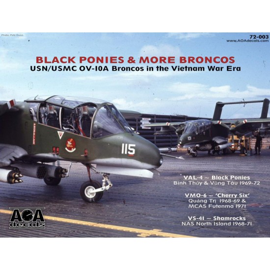 Decals for 1/72 USN/USMC OV-10A Broncos in Vietnam War: Black Ponies & More Broncos