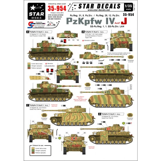 Decals for 1/35 PzKpfw.IV Ausf.J Early and Late Production Types