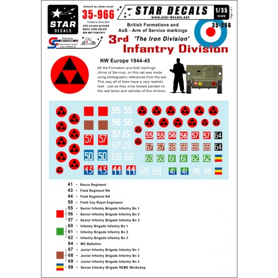 1/35 Formation&AoS Markings/Decals for British 3rd Infantry Division 1944-45