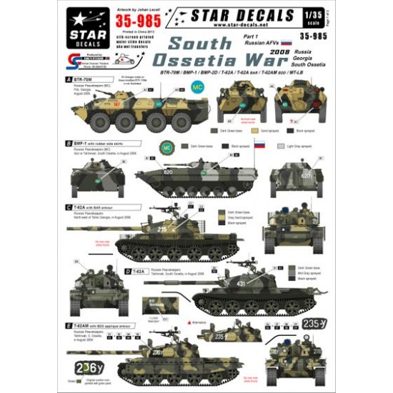 1/35 South Ossetia War 2008 Decals Part1 for Russian AFVs