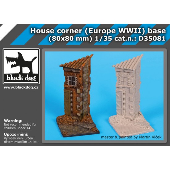 1/35 WWII Europe House Corner Base (80 x 80mm) 