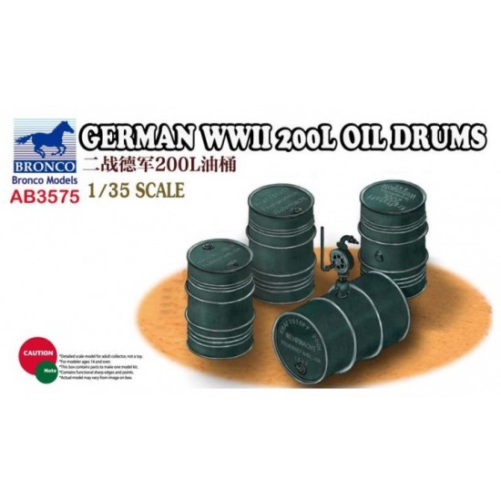 1/35 WWII German 200L Oil Drums (4 Drums)