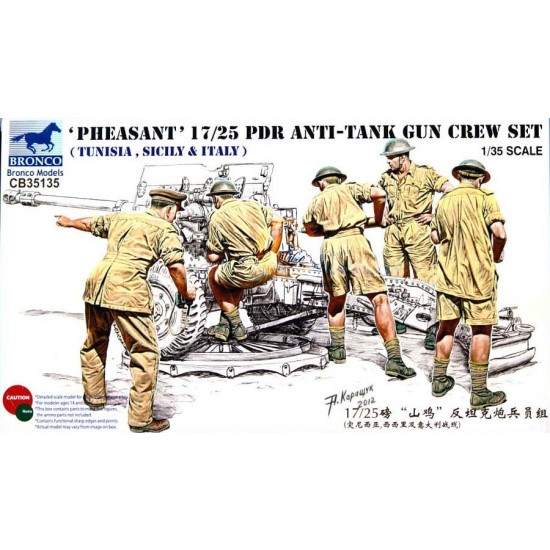1/35 Pheasant 17/25 PDR Anti-Tank Gun Crew Set Tunisia/Sicily/Italy (5 Figures)