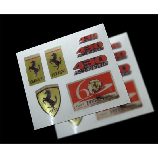 Metal Transfer - Ferrari Logos (A) (Sheet Size: 14cmx9.5cm)