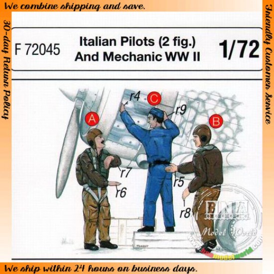 1/72 WWII Italian Pilots (2 Figures) and Mechanic