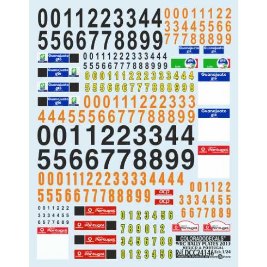 1/24 WRC Rally Plates 2013 Decals - Mexico & Portugal