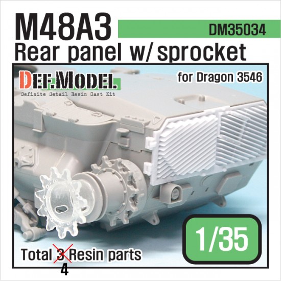1/35 M48A3 Rear Panel Set w/Sprocket Parts for Dragon kit #3546
