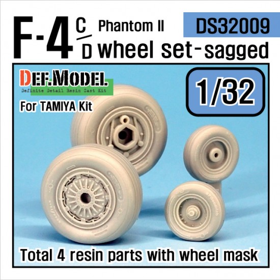 1/32 McDonnell Douglas F-4C/D Phantom II Sagged Wheels Set for Tamiya kit