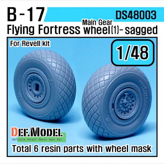 1/48 Boeing B-17 Flying Fortress Main Gear Sagged Wheels Set 1 for Revell kit