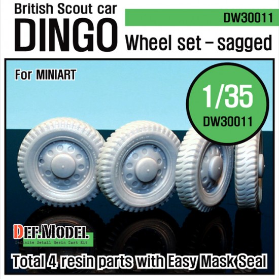 1/35 WWII British Scout Car Dingo Sagged Wheels Set for Miniart kits (4 wheels)