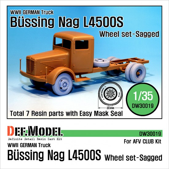 1/35 WWII German Bussing Nag L4500S Truck Sagged Wheels Set for AFV Club kits (7 wheels)