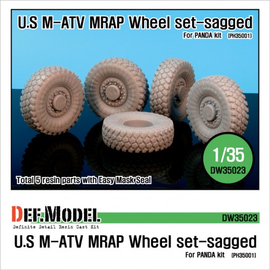 1/35 US M-ATV MRAP Sagged Wheels Set for Panda Hobby kit PH35001 (5 wheels)