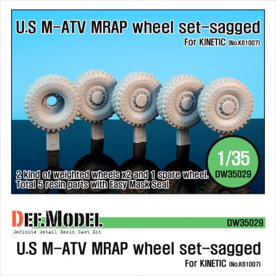 1/35 US M-ATV Sagged Wheels Set for Kinetic kit K61007 (5 wheels)
