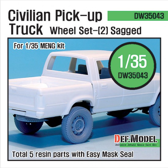 1/35 Civilian Pick-up Truck Sagged Wheels Set 2 for Meng Model kits VS-001/VS002(5 wheels)