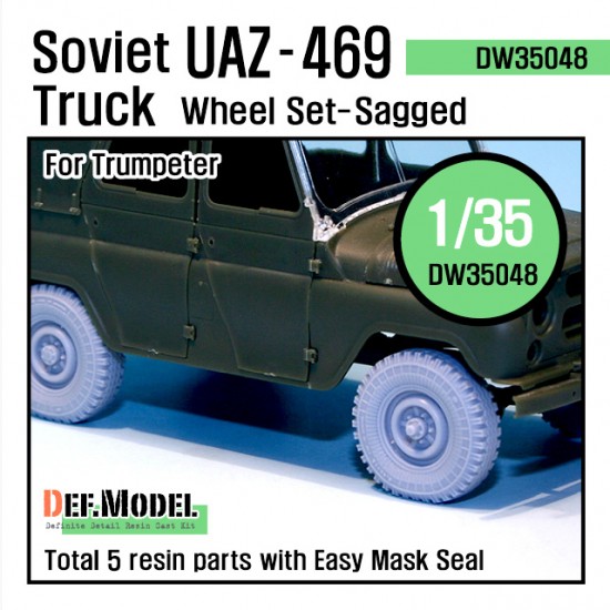 1/35 Soviet UAZ-469 Truck Sagged Wheels Set for Trumpeter kit #02327 (5 wheels)
