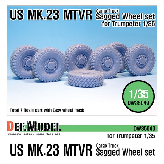 1/35 US Mk.23 MTVR Cargo Truck Sagged Wheels Set for Trumpeter kit (7 wheels)