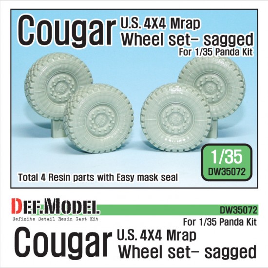 1/35 US Cougar 4x4 MRAP Sagged Wheels Set for Panda Hobby kits #35003/35010 (4 wheels) 