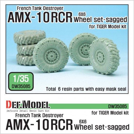 1/35 French Tank Destroyer AMX-10 RCR 6x6 Sagged Wheels Set for Tiger Model kit (6 wheels)