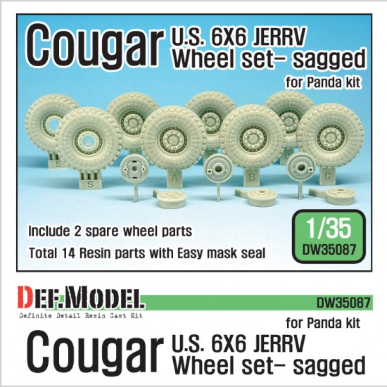 1/35 US Cougar 6x6 JERRV Sagged Wheels Set for Panda Hobby kit
