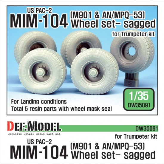 1/35 US MIM-104 M901 and AN/MPQ-53 Trailer Sagged Wheels Set for Trumpeter kit
