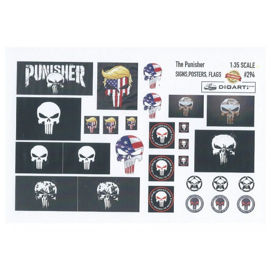 1/35 Modern The Punisher Signs, Posters, Flags (full colour, 2 sheets)