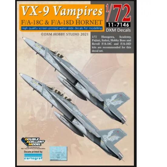 1/72 USN/MC F/A-18C/D Hornet VX-9 Vampires Decals for Hasegawa/Academy/Italeri