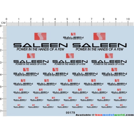 Decals - Saleen "Power In The Hands Of A Few" for 1/12, 1/18, 1/20, 1/24, 1/43 S