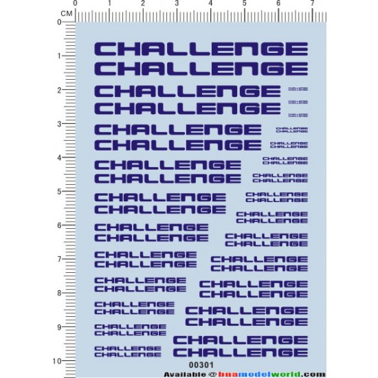 Decals - "Challenge" Logos for 1/12, 1/18, 1/20, 1/24, 1/43 Scales