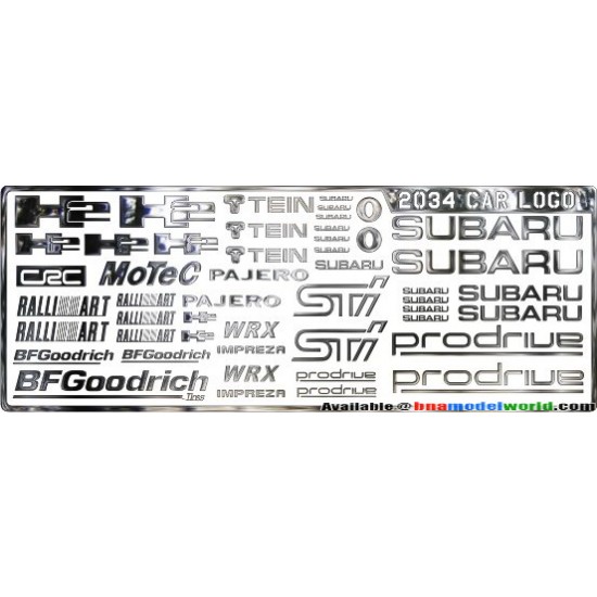 Metal Logo Stickers (Subaru, H2, Tein, BFGoodrich ...) for 1/12, 1/18, 1/20, 1/2