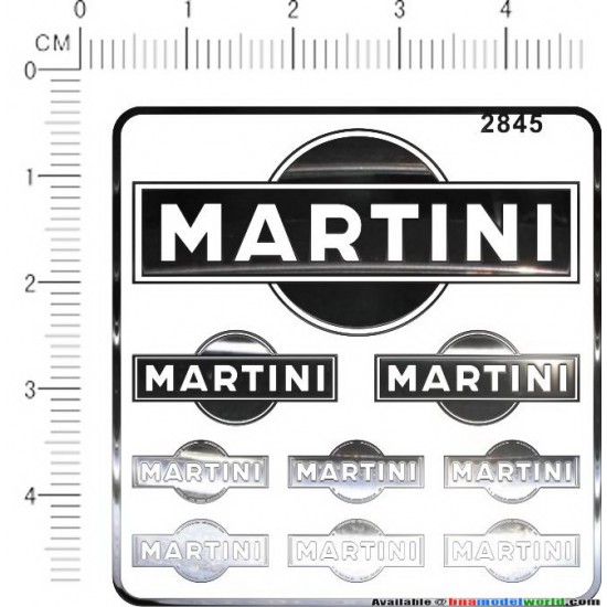 Martini Metal Logo Stickers for 1/12, 1/18, 1/20, 1/24, 1/43 Scales
