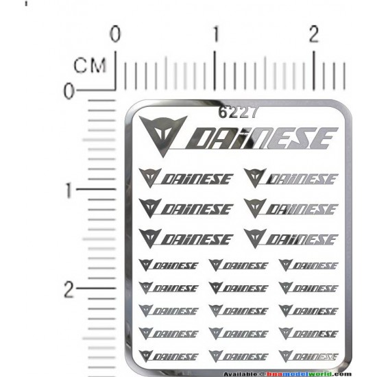 Dainese Metal Logo Stickers for 1/12, 1/18, 1/20, 1/24, 1/43 Scales