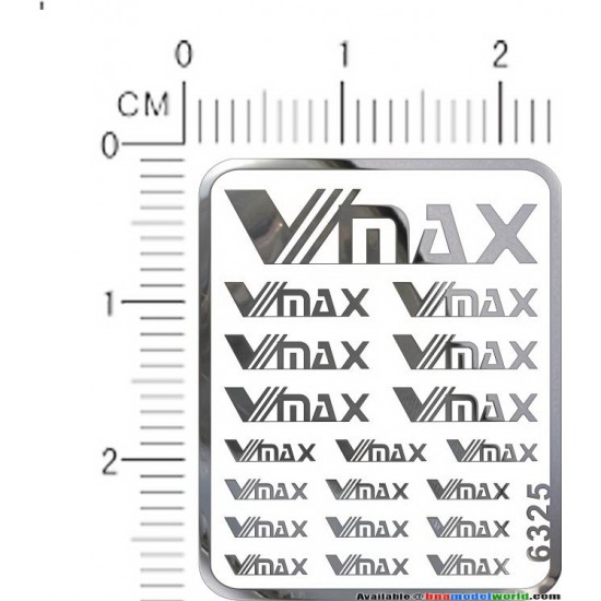 Vmax Metal Logo Stickers for 1/12, 1/18, 1/20, 1/24, 1/43 Scales