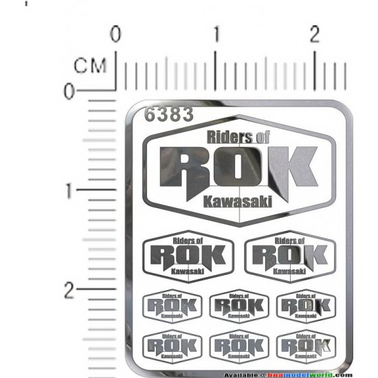 Kawasaki ROK Metal Logo Stickers for 1/12, 1/18, 1/20, 1/24, 1/43 Scales