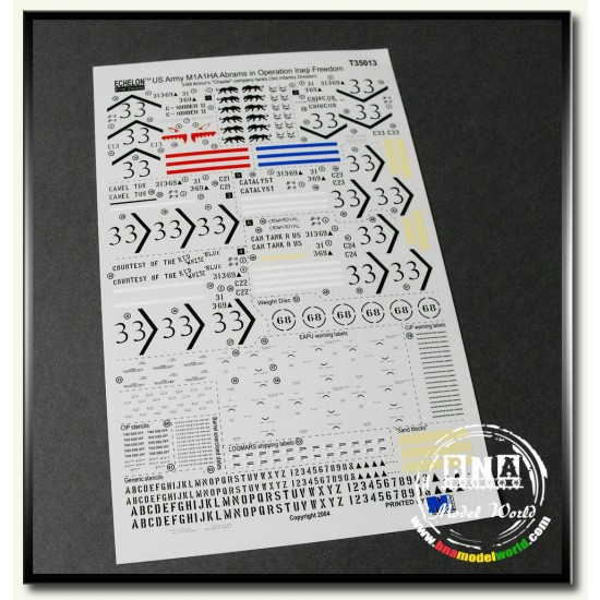 Decals for 1/35 US Army (3-69 Armour C Co) M1A1HA Abrams in "OIF"