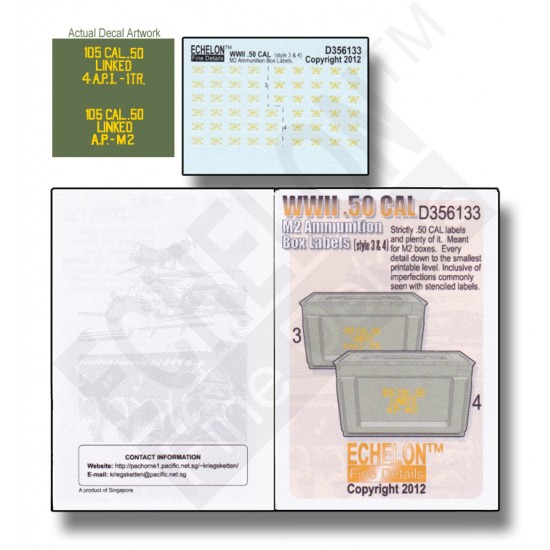 1/35 WWII .50 CAL M2 Ammunition Box Labels (Style 3 & 4) Decals