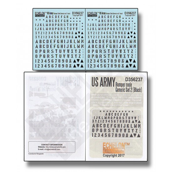 1/35 US Army Bumper Code Generic Set 2 (Black) Decals