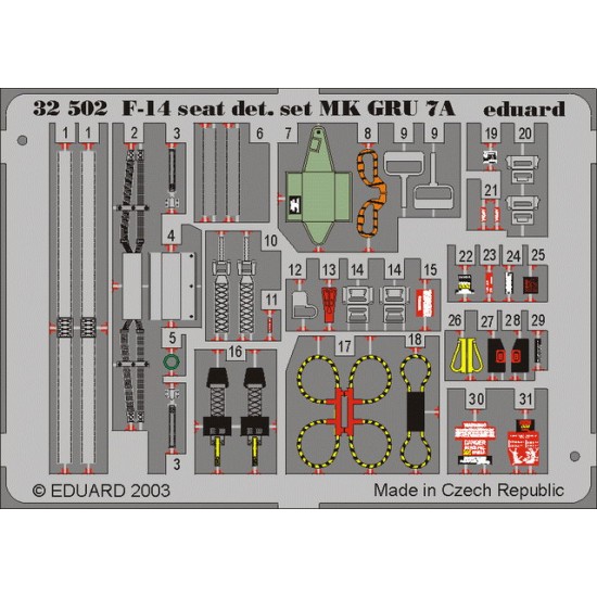 Colour Photoetch for 1/32 Grumman F-14A Tomcat Ejection Seat for Tamiya kit