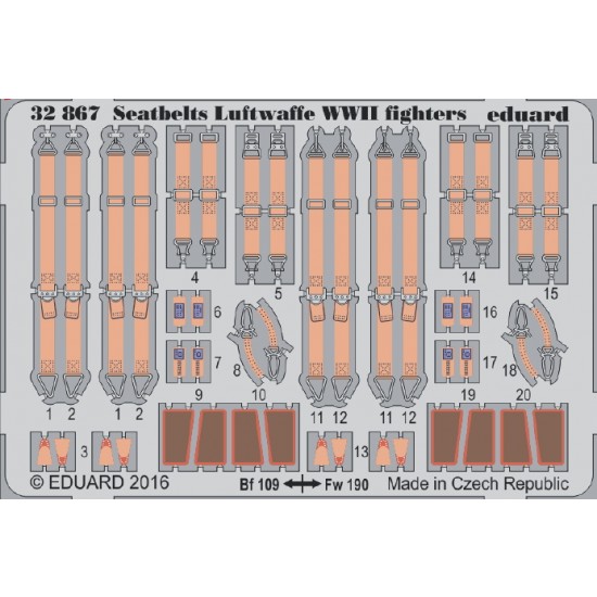 1/32 WWII Luftwaffe Fighters Seatbelts (Steel, 1 Photo-Etched Sheet)