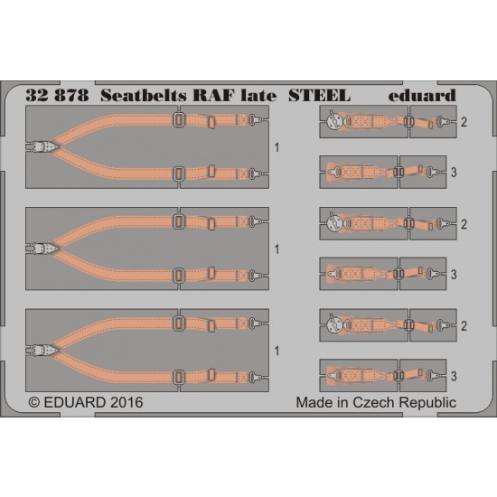 1/32 RAF Late Seatbelts (Steel, 1 Photo-Etched Sheet)