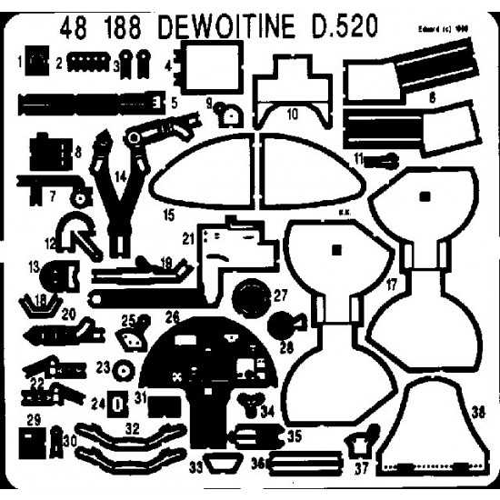 Photoetch for 1/48 Dewoitine D.520 for Tamiya kit