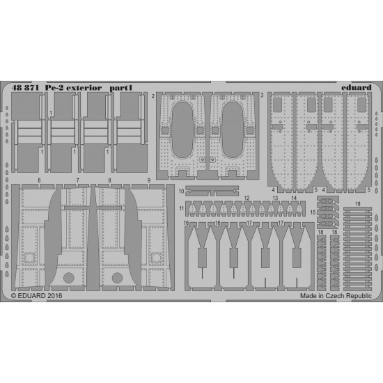 1/48 Petlyakov Pe-2 Exterior Detail Set for Zvezda kit #4809 (2 PE sheets)