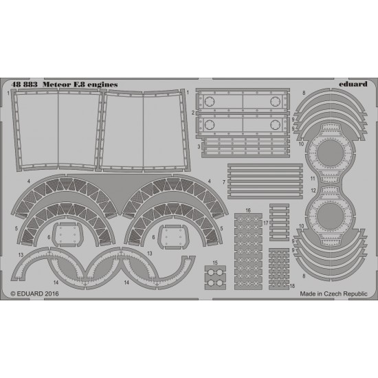 1/48 Gloster Meteor F.8 Engine Detail Set for Airfix #09182 kit (1 Photo-Etched Sheet)