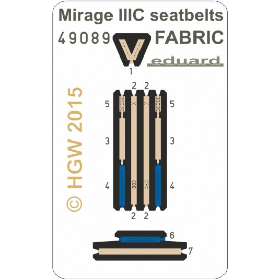 1/48 Dassault Mirage IIIC Fabric Seatbelts for Eduard kit (2 PE sheets)