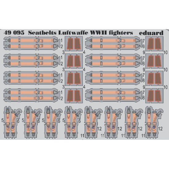 1/48 WWII Luftwaffe Fighters Seatbelts (Steel, 1 Photo-Etched Sheet)