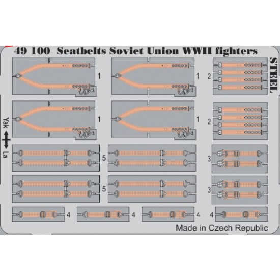 1/48 WWII Soviet Union Fighters Seatbelts (Steel, 1 Photo-Etched Sheet)